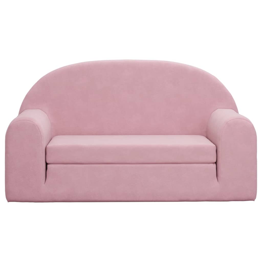 Kids Sofa Bed 2-Seater Pink Plush | Simpledeals