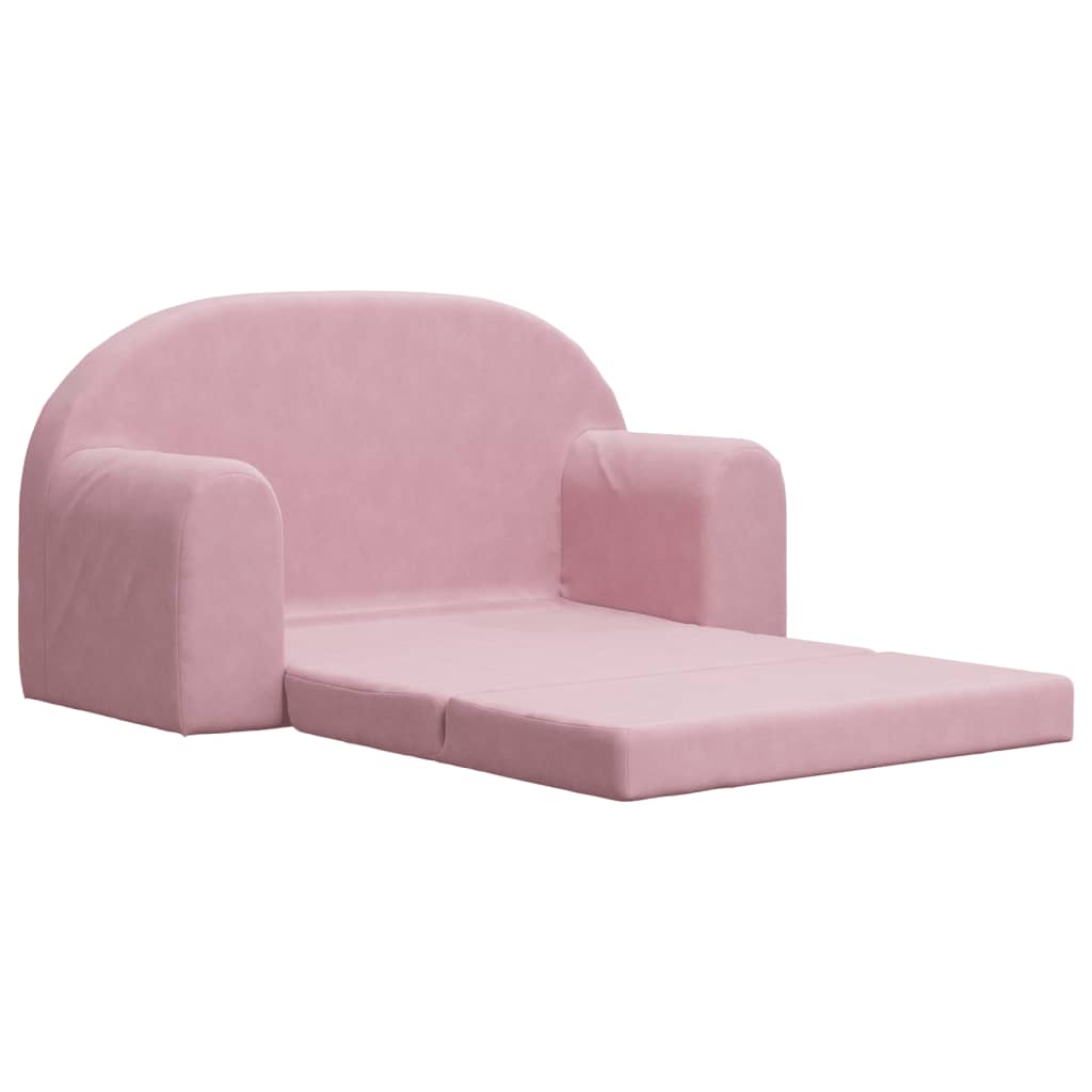 Kids Sofa Bed 2-Seater Pink Plush | Simpledeals