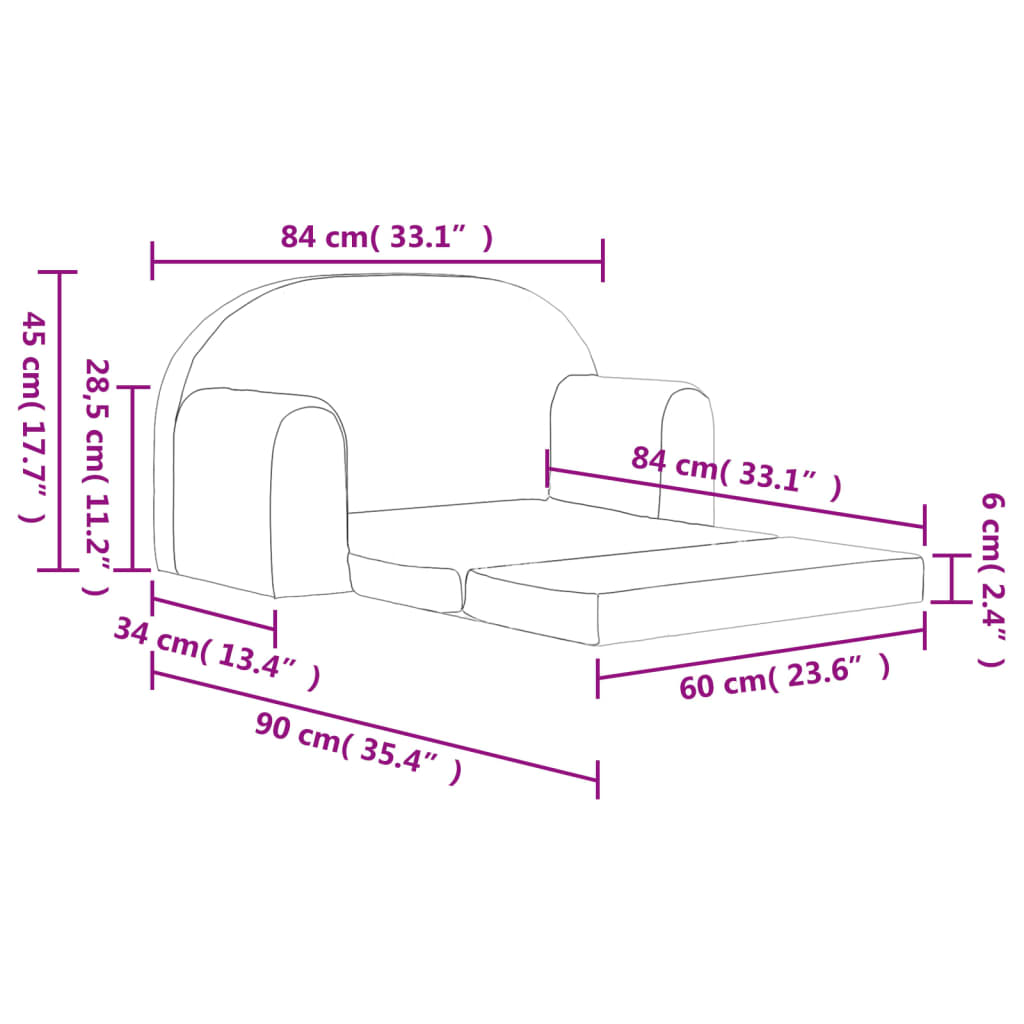 Kids Sofa Bed 2-Seater Pink Plush | Simpledeals