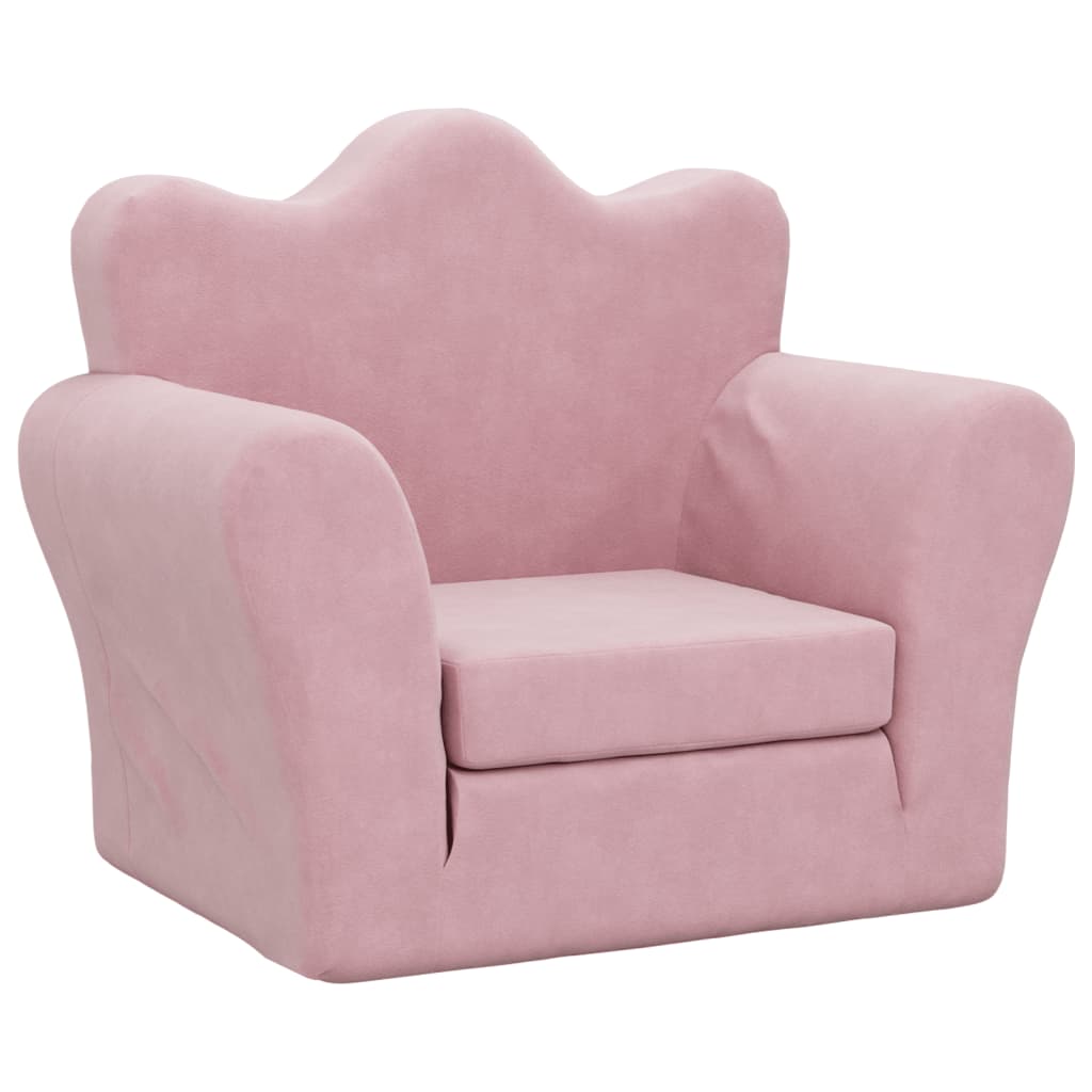 Kids Sofa Bed Pink Plush Foldable Armchair | Simpledeals