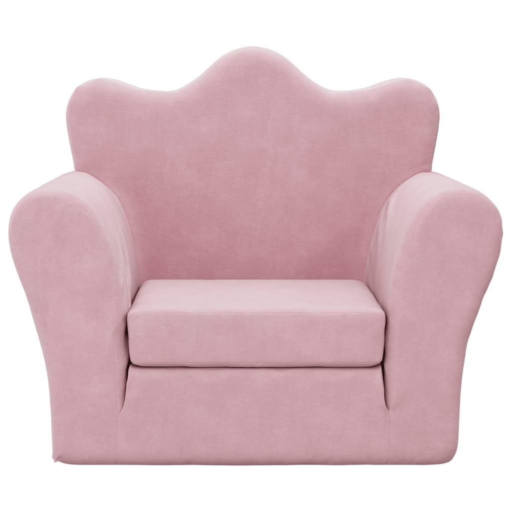 Kids Sofa Bed Pink Plush Foldable Armchair | Simpledeals