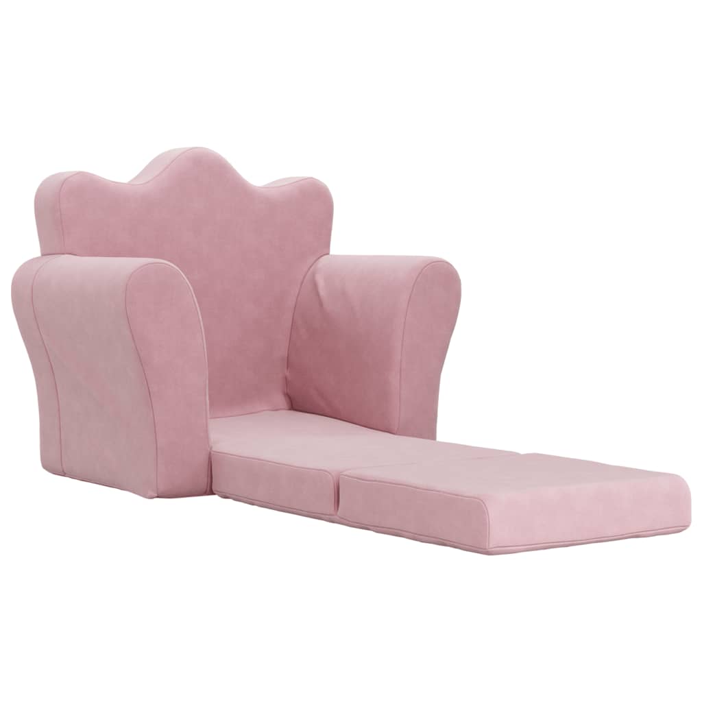 Kids Sofa Bed Pink Plush Foldable Armchair | Simpledeals