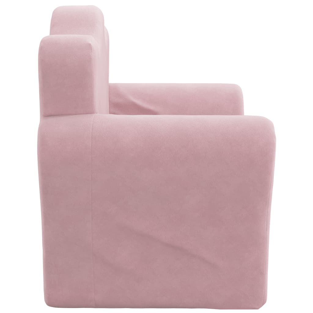 Kids Sofa Bed Pink Plush Foldable Armchair | Simpledeals