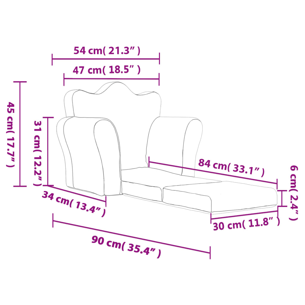 Kids Sofa Bed Pink Plush Foldable Armchair | Simpledeals