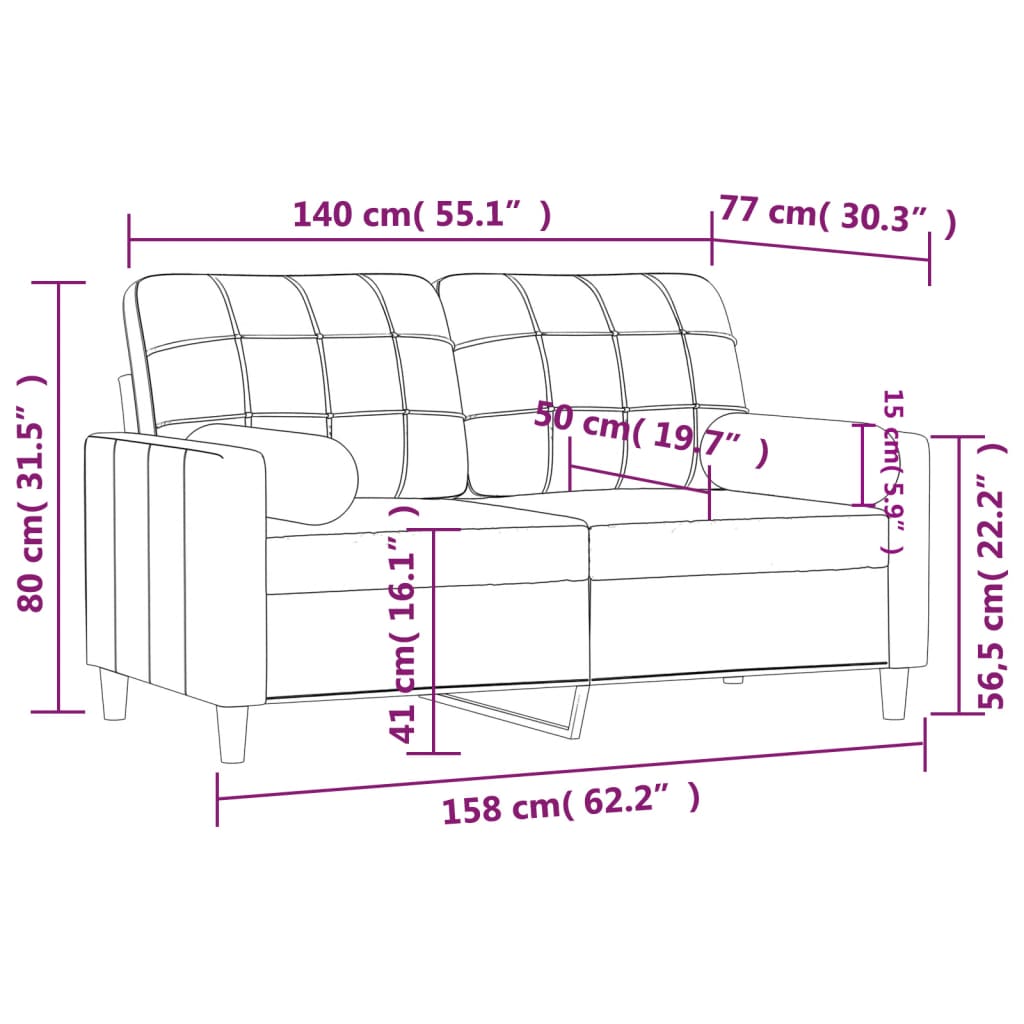2-Seater Sofa with Throw Pillows Dark Grey