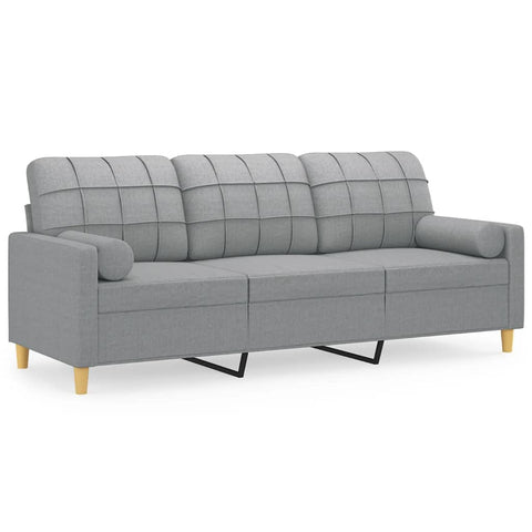 3-Seater Sofa with Throw Pillows Dark Grey Fabric