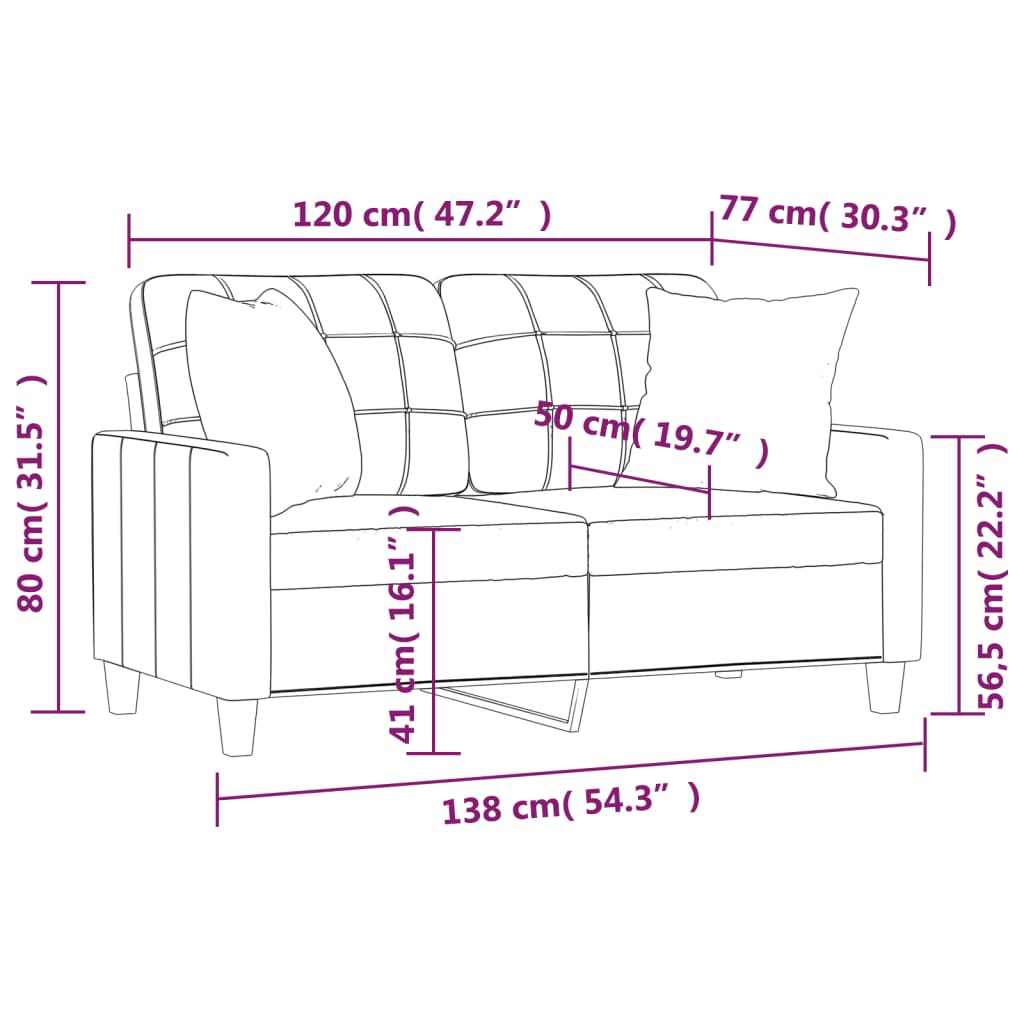 2-Seater Sofa with Throw Pillows Cappuccino Faux Leather