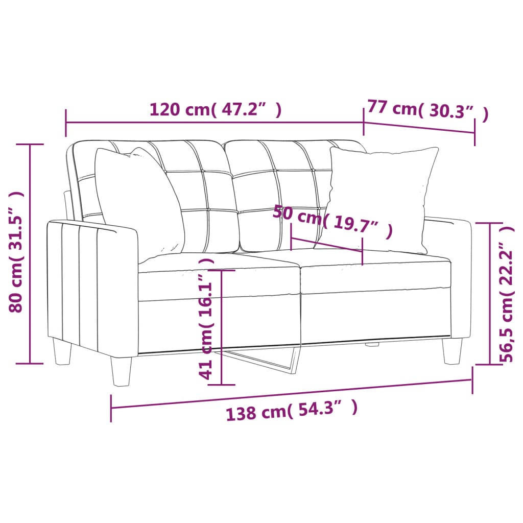 2-Seater Sofa with Throw Pillows Cappuccino Faux Leather
