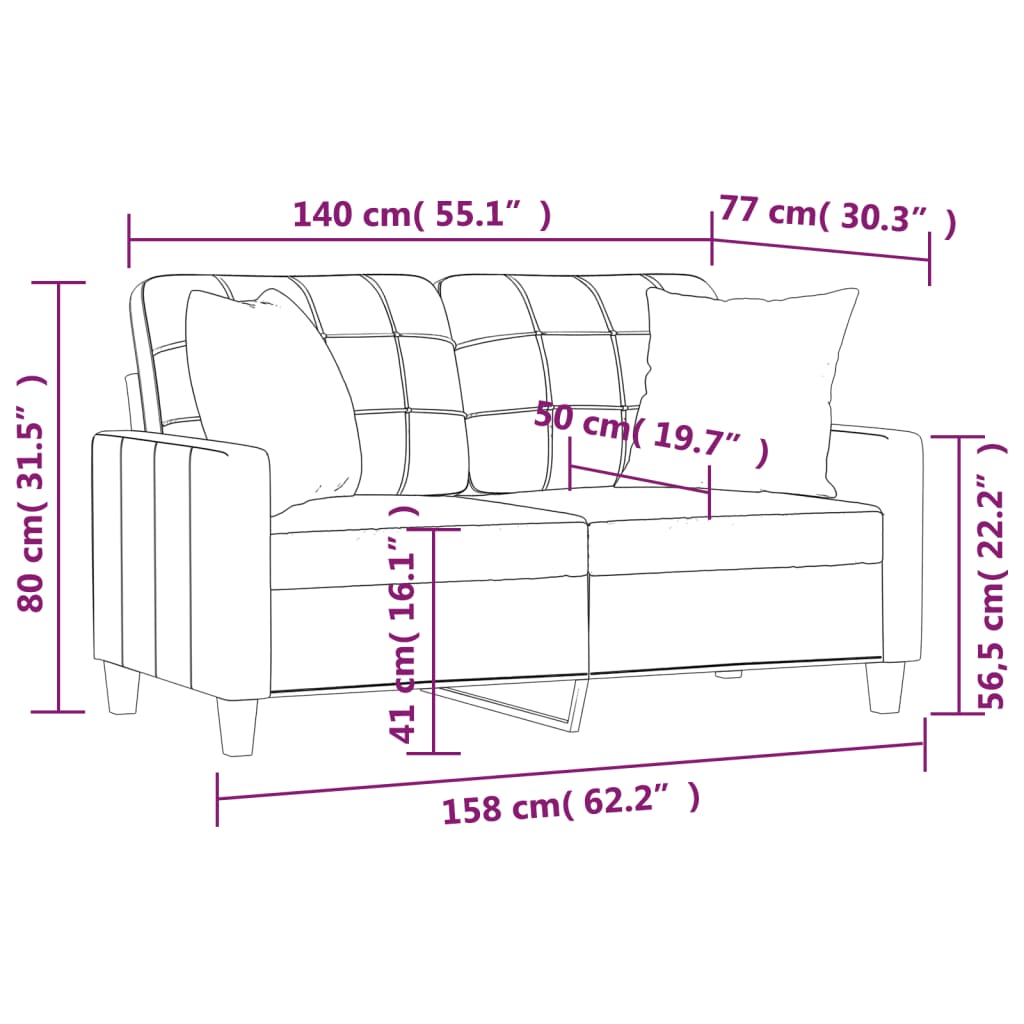 2-Seater Sofa with Throw Pillows Dark Grey