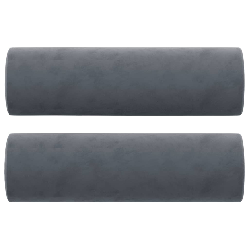 3-Seater Sofa with Throw Pillows Dark Grey Velvet