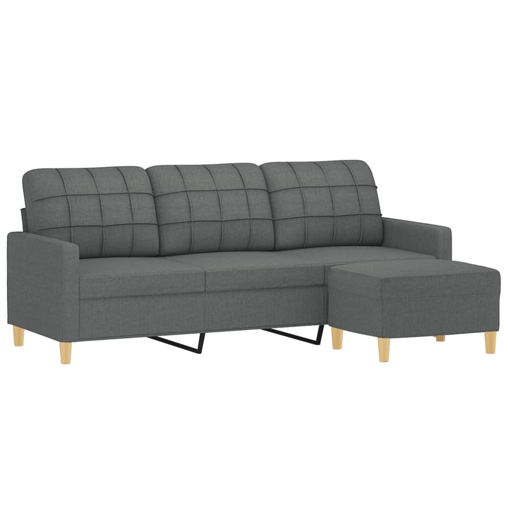 Fabric 3-Seater Sofa Set with Complementary Footstool