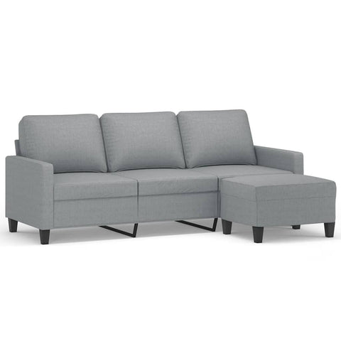 3-Seater Sofa with Footstool Light Grey