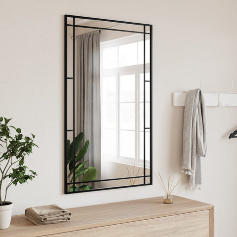 Modern Reflections: Black Iron Rectangle Wall Mirror