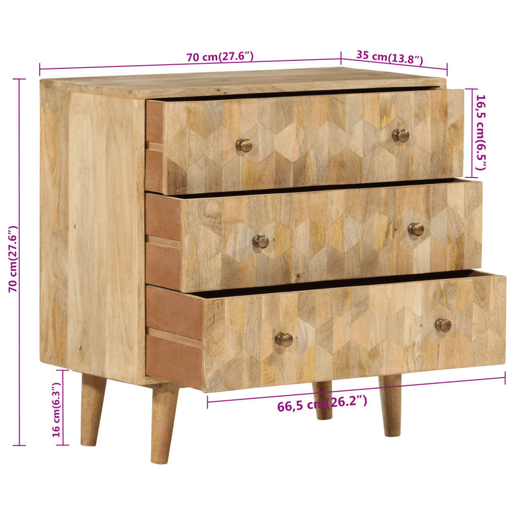 Modern Drawer Cabinet Solid Wood Mango