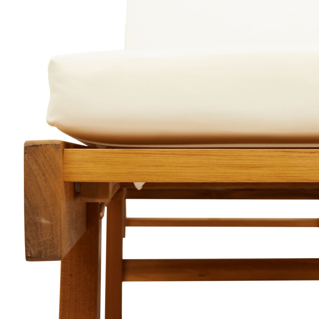 Sun Lounger with Cushion and Table-Solid Wood Acacia with Wood finish