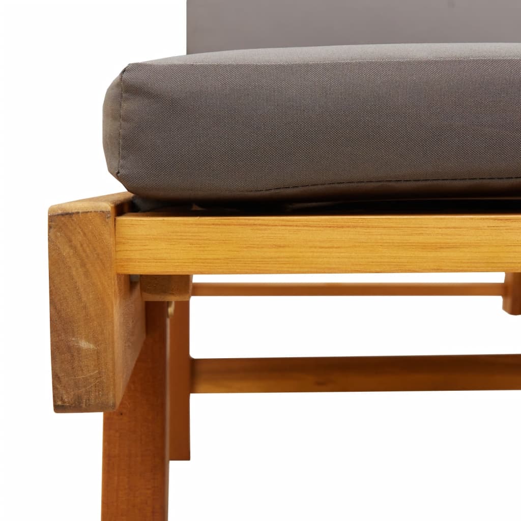 Sun Lounger with Cushion and Table Solid Wood Acacia with Wood finish