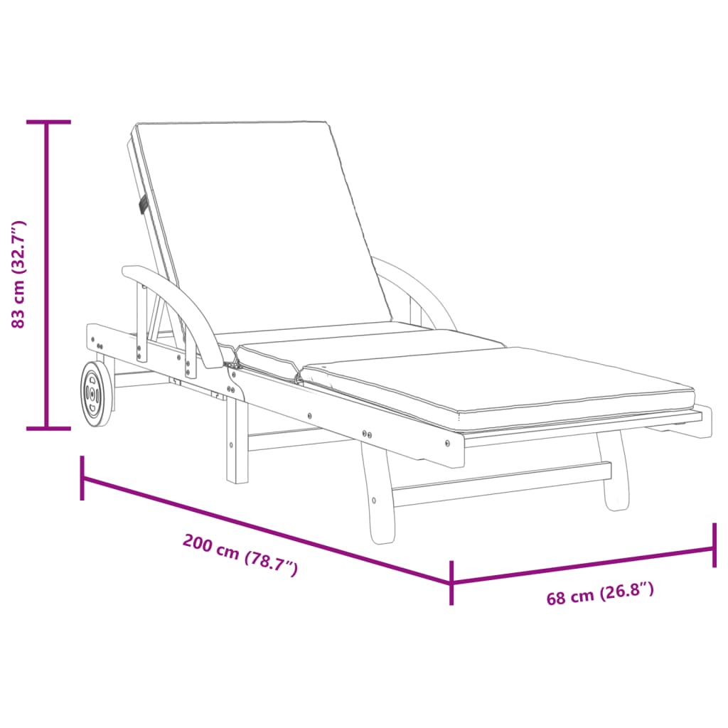 Sun Loungers 2 pcs with Cushions Solid Wood Acacia