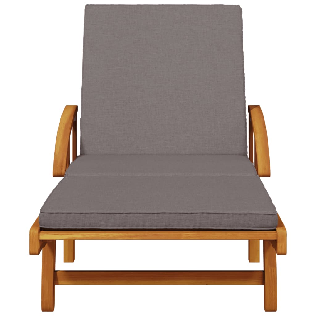 Sun Loungers 2 pcs with Cushions-Solid Wood Acacia | Wood finish