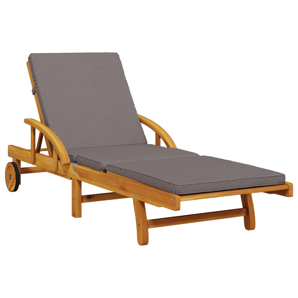 Sun Loungers - Sun Loungers 2 pcs with Cushions-Solid Wood Acacia