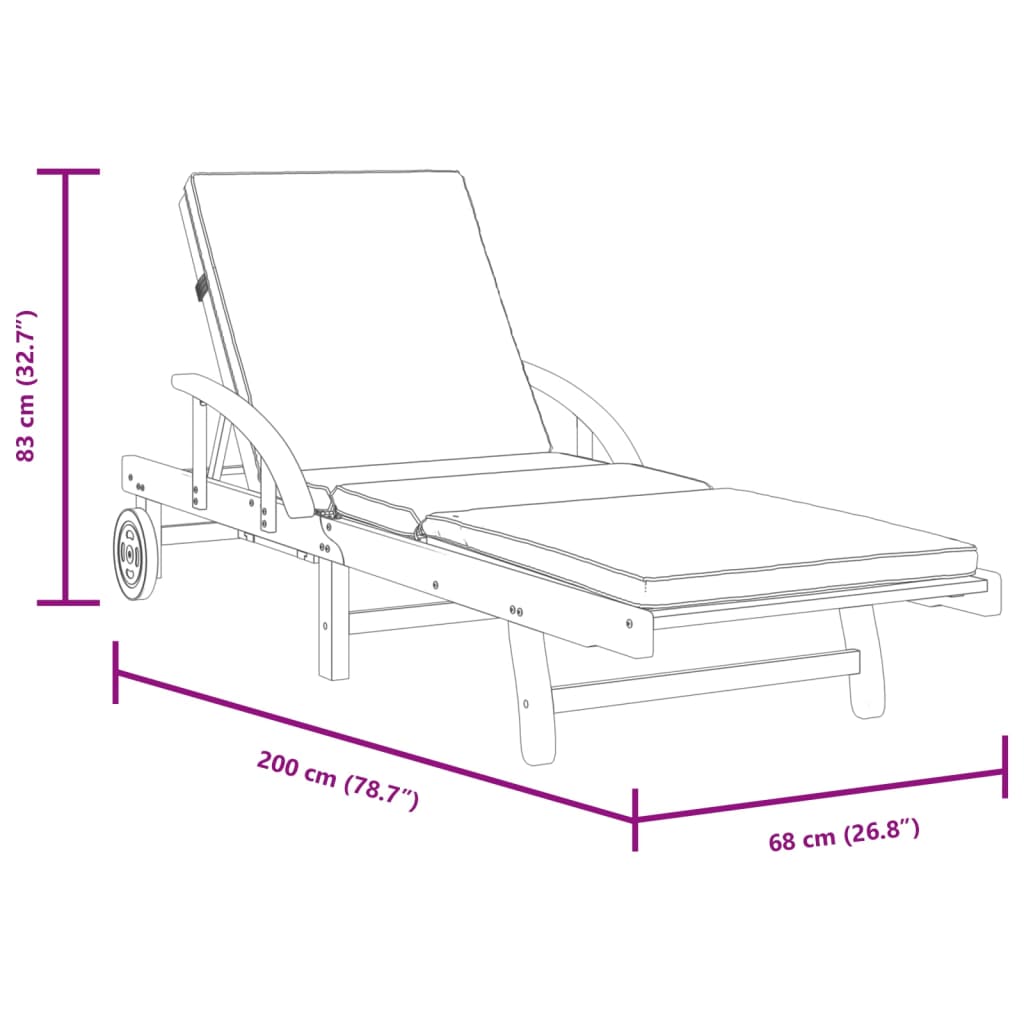 Sun Loungers 2 pcs with Cushions-Solid Wood Acacia | Sun Loungers
