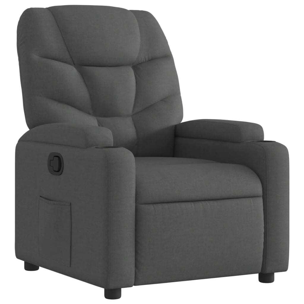 Dark Grey Fabric Recliner Chair Cup Holders | Simpledeals