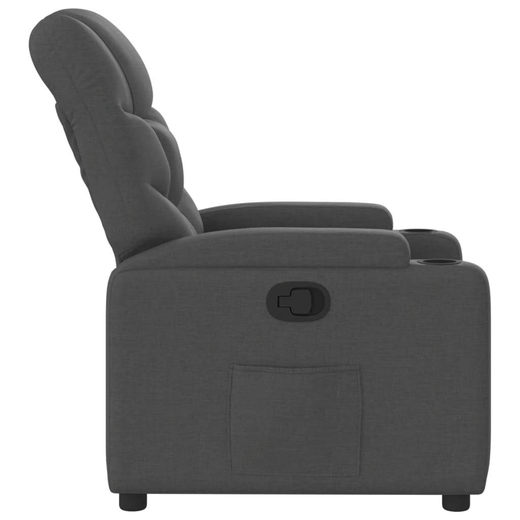 Dark Grey Fabric Recliner Chair Cup Holders | Simpledeals