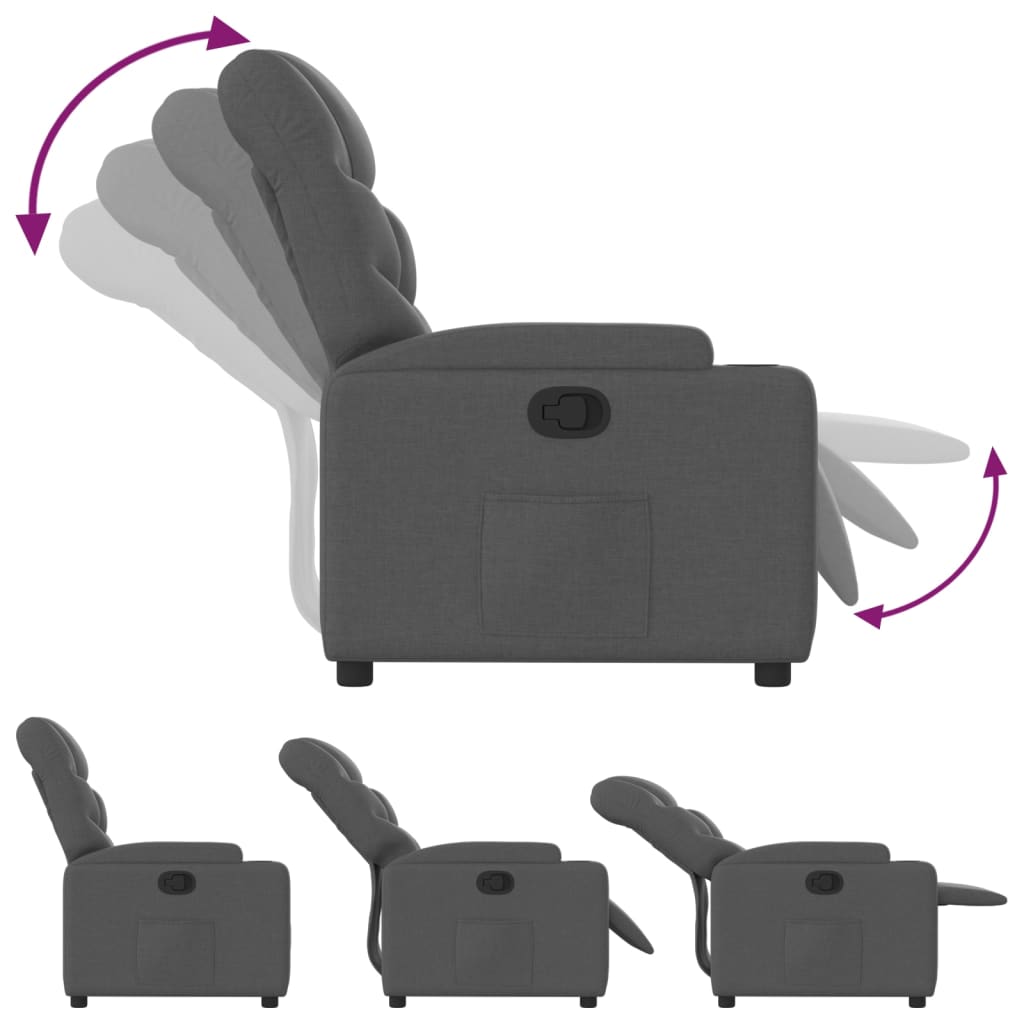 Dark Grey Fabric Recliner Chair Cup Holders | Simpledeals