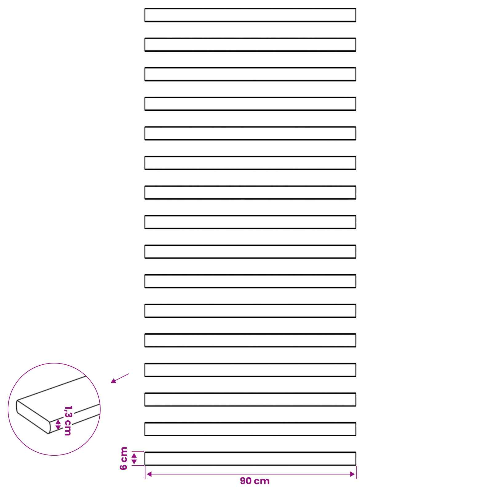 Bed Slats Natural Solid Pine 90x6x1.3cm
