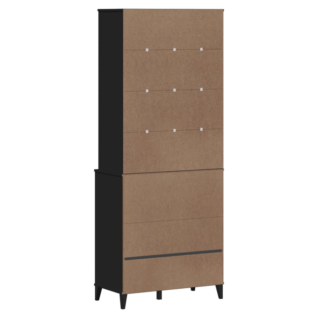 Highboard VIKEN Black Solid Wood Pine
