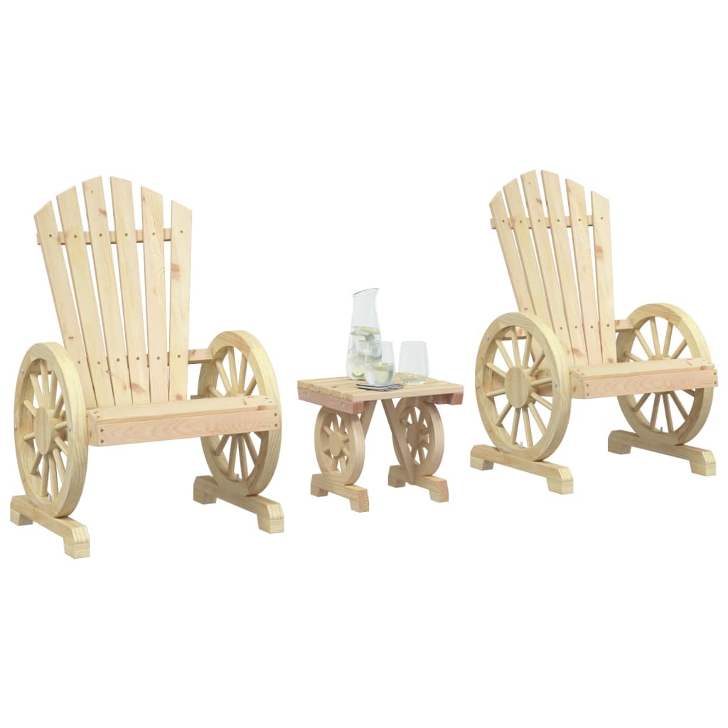 Outdoor Furniture Sets - 3 Piece Garden Lounge Set - Solid Wood Fir