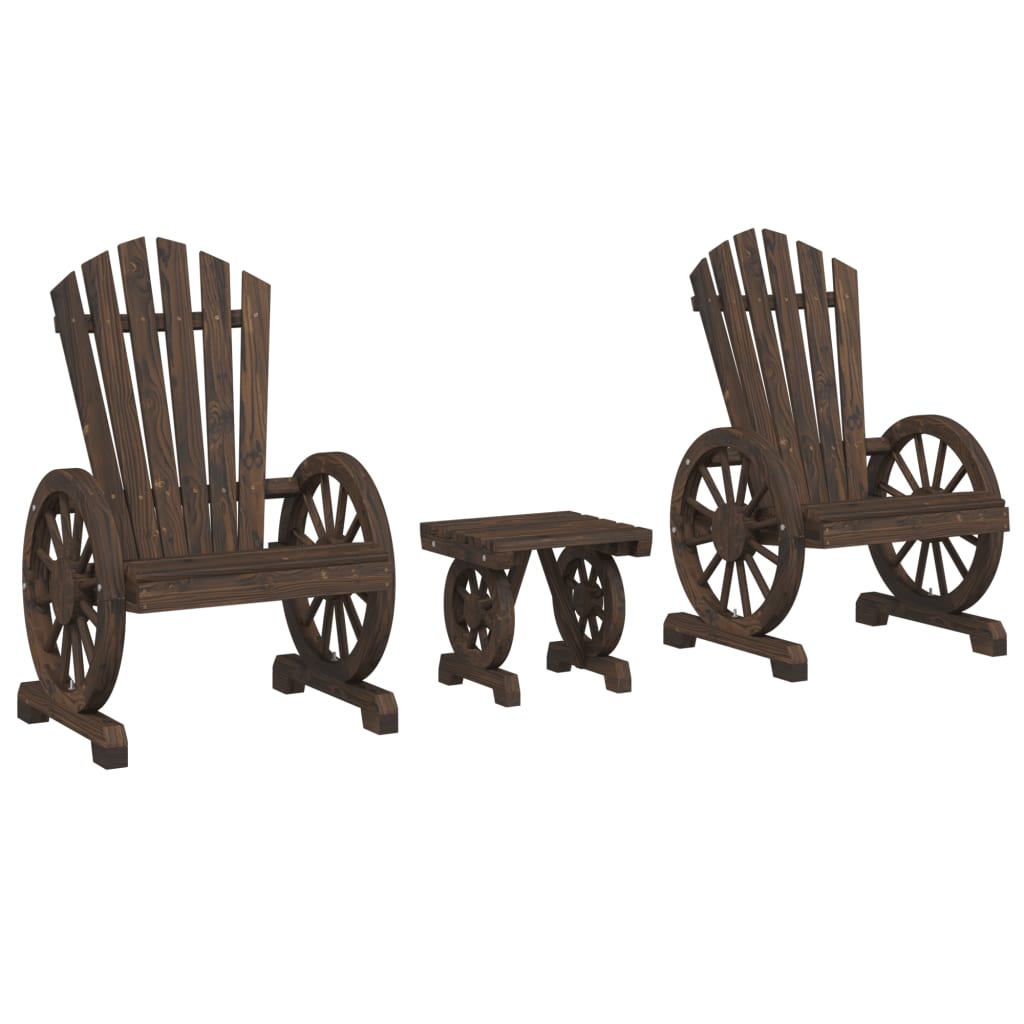 Outdoor Furniture Sets - 3 Piece Garden Lounge Set Solid Wood Fir