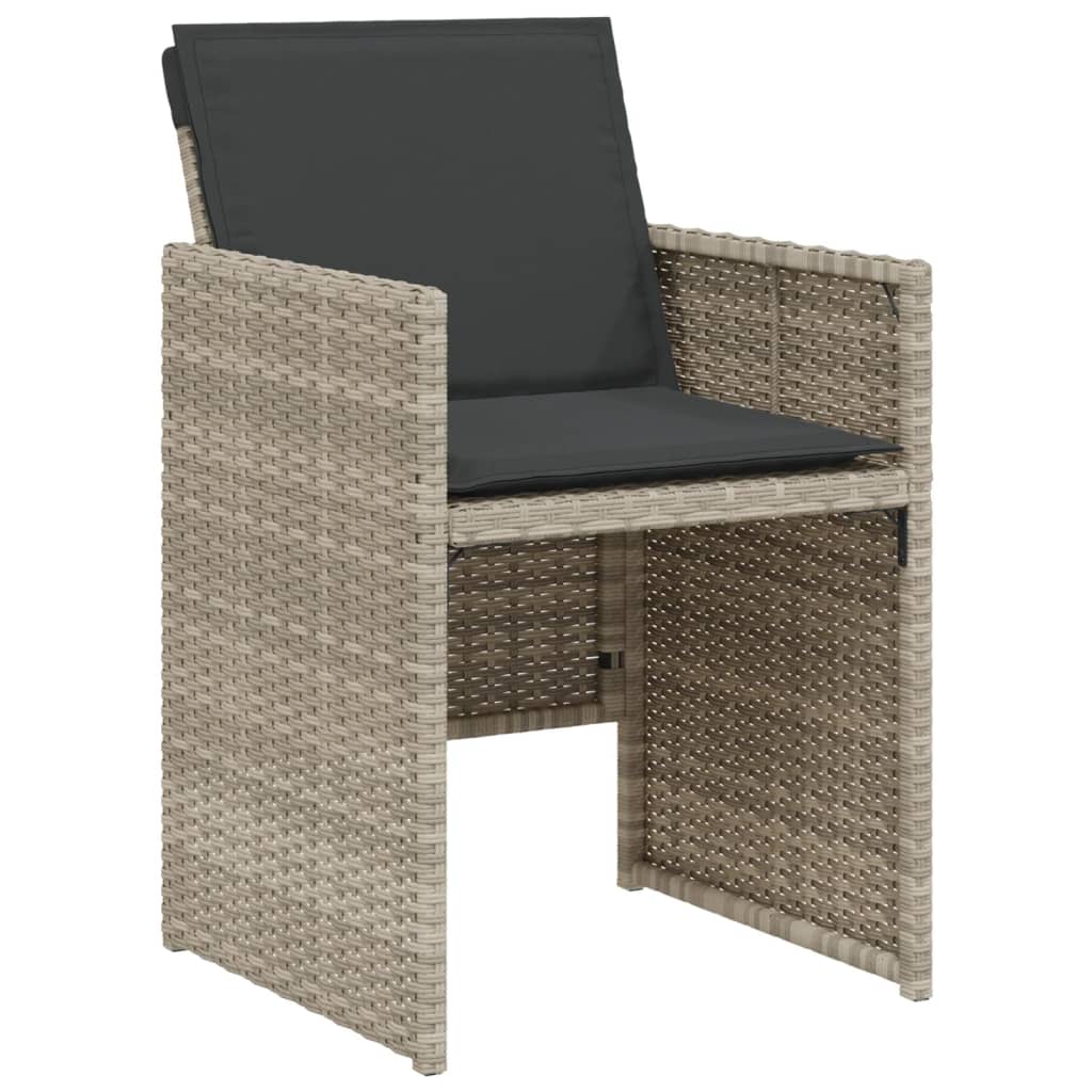 Outdoor Outdoor Furniture Sets - 3 Piece Bistro Set with Cushions Light Grey Poly Rattan