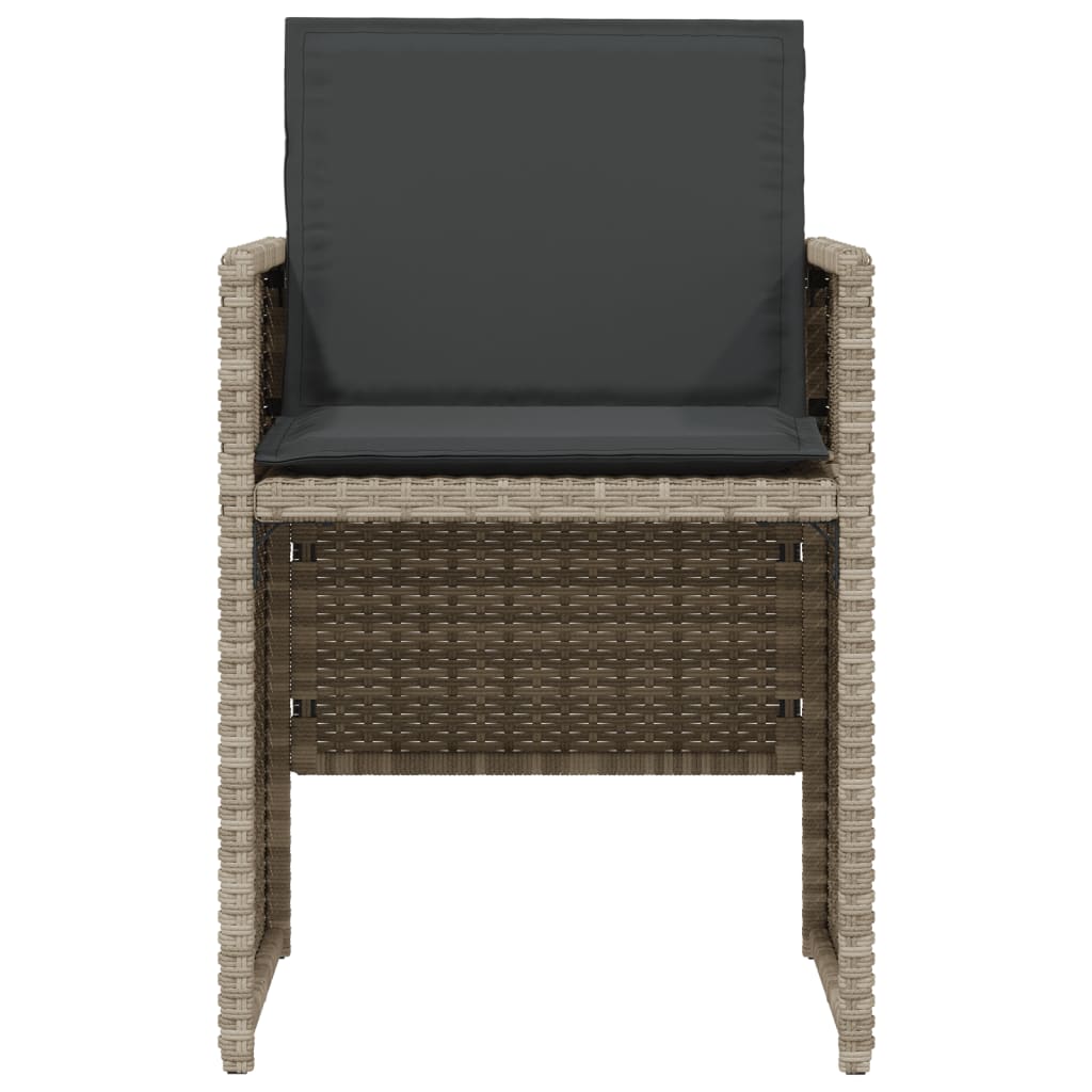Rattan finish - 3 Piece Bistro Set with Cushions Light Grey Poly Rattan