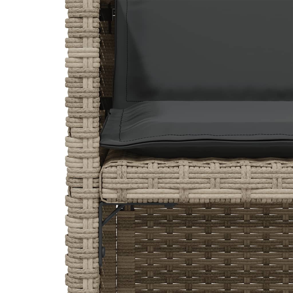 3 Piece Bistro Set with Cushions Light Grey Poly Rattan | Outdoor Outdoor Furniture Sets