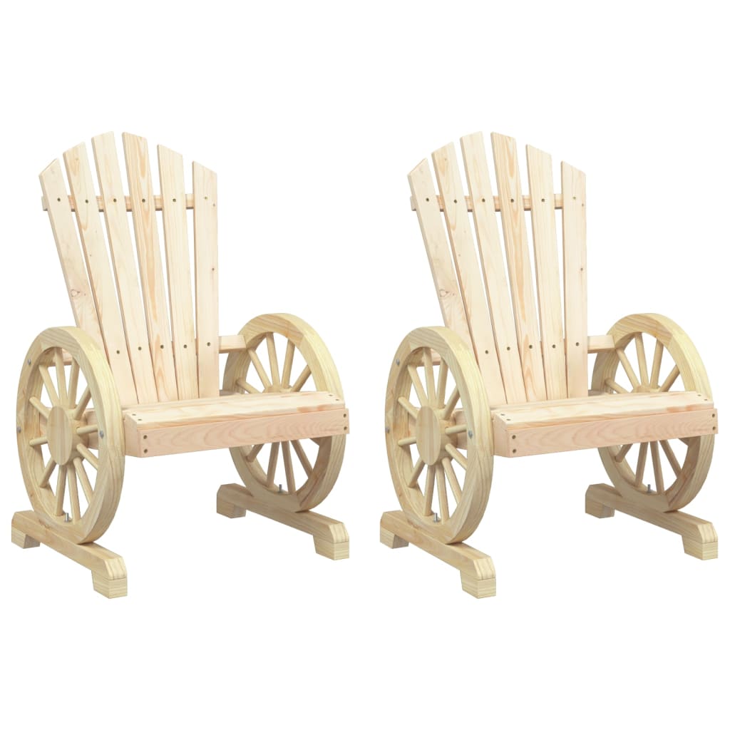 2 Pcs - Garden Adirondack Chairs 2 pcs Solid Wood