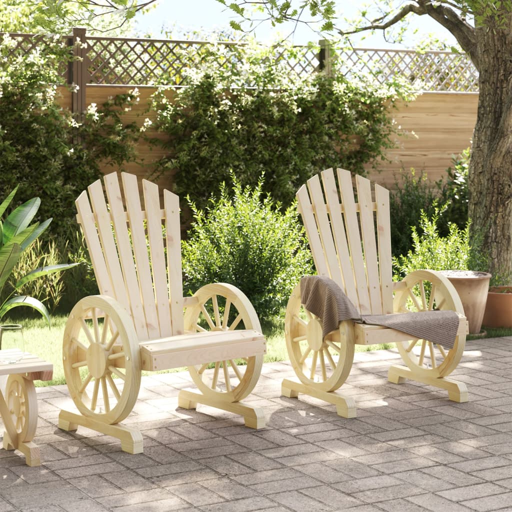 Garden Adirondack Chairs 2 pcs Solid Wood | Wood finish