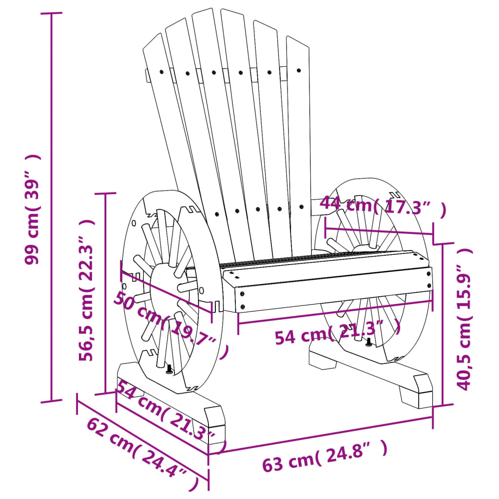 Garden Adirondack Chairs 2 pcs Solid Wood, Wood finish