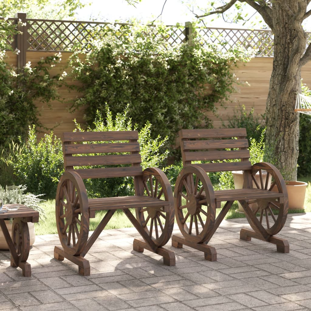 Garden Chairs 2 pcs Solid Wood Fir | Wood finish