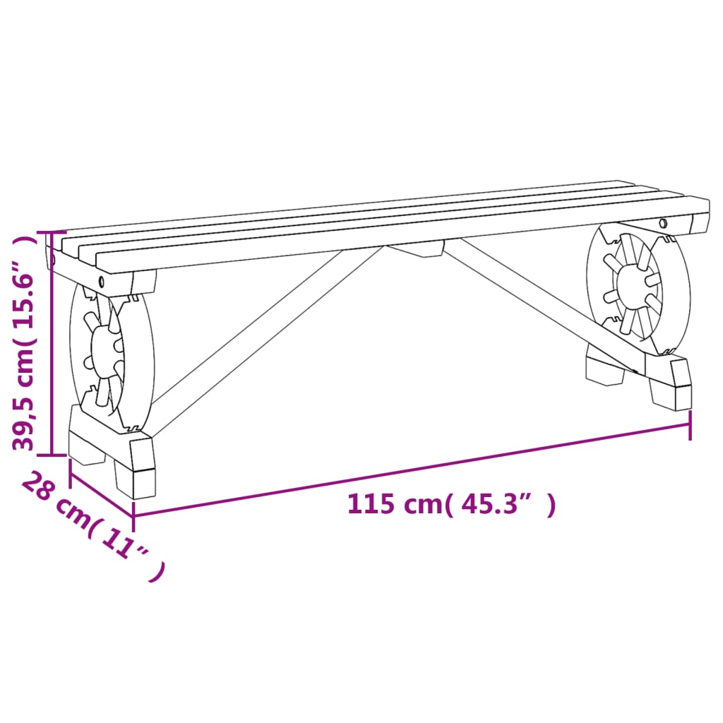 Garden Bench 115 cm Solid Wood, 115 Cm