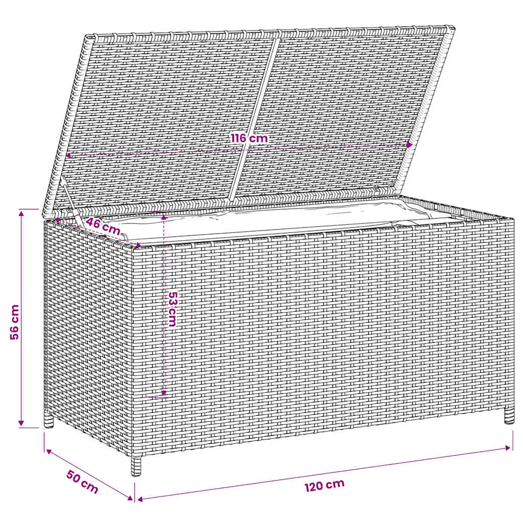 Garden Storage Box Mix Beige 190L Poly Rattan, Rattan finish