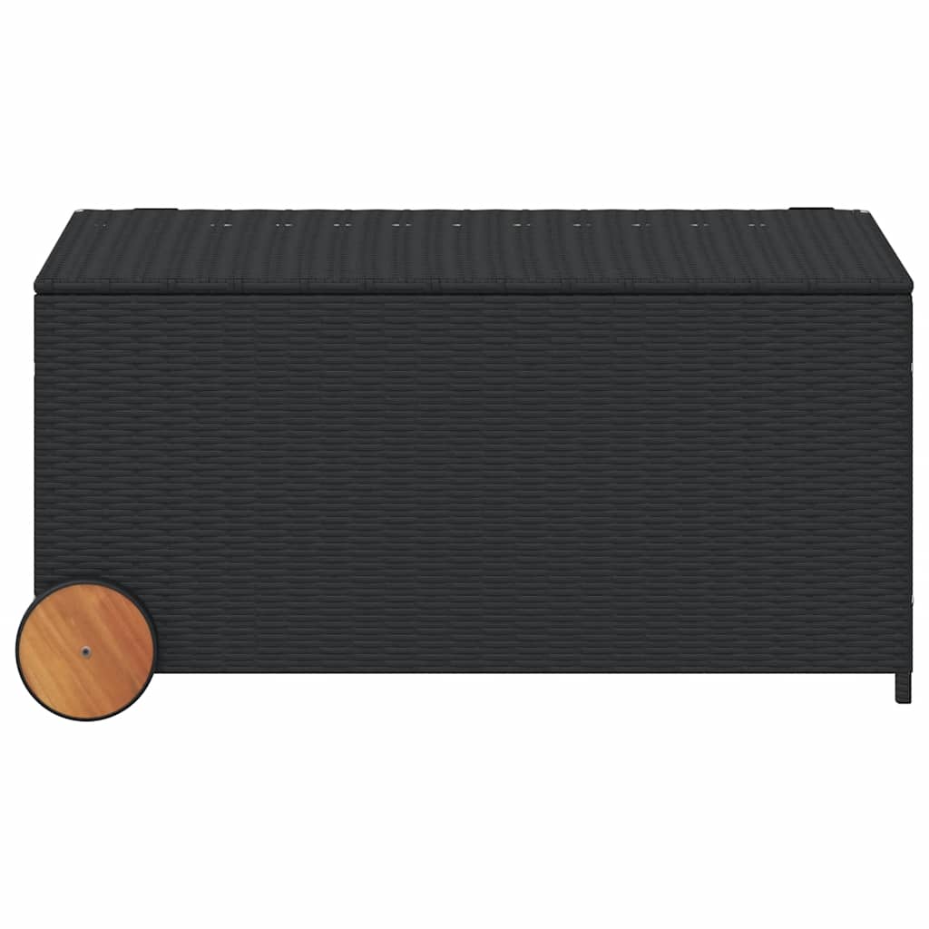 Outdoor Storage Boxes - Garden Storage Box with Wheels Black 190L Poly Rattan
