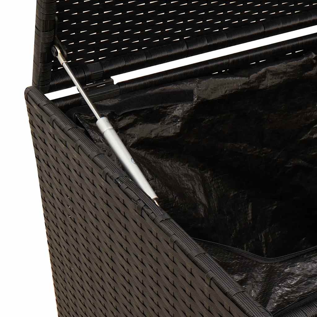 Garden Storage Box with Wheels Black 190L Poly Rattan, Outdoor Storage Boxes