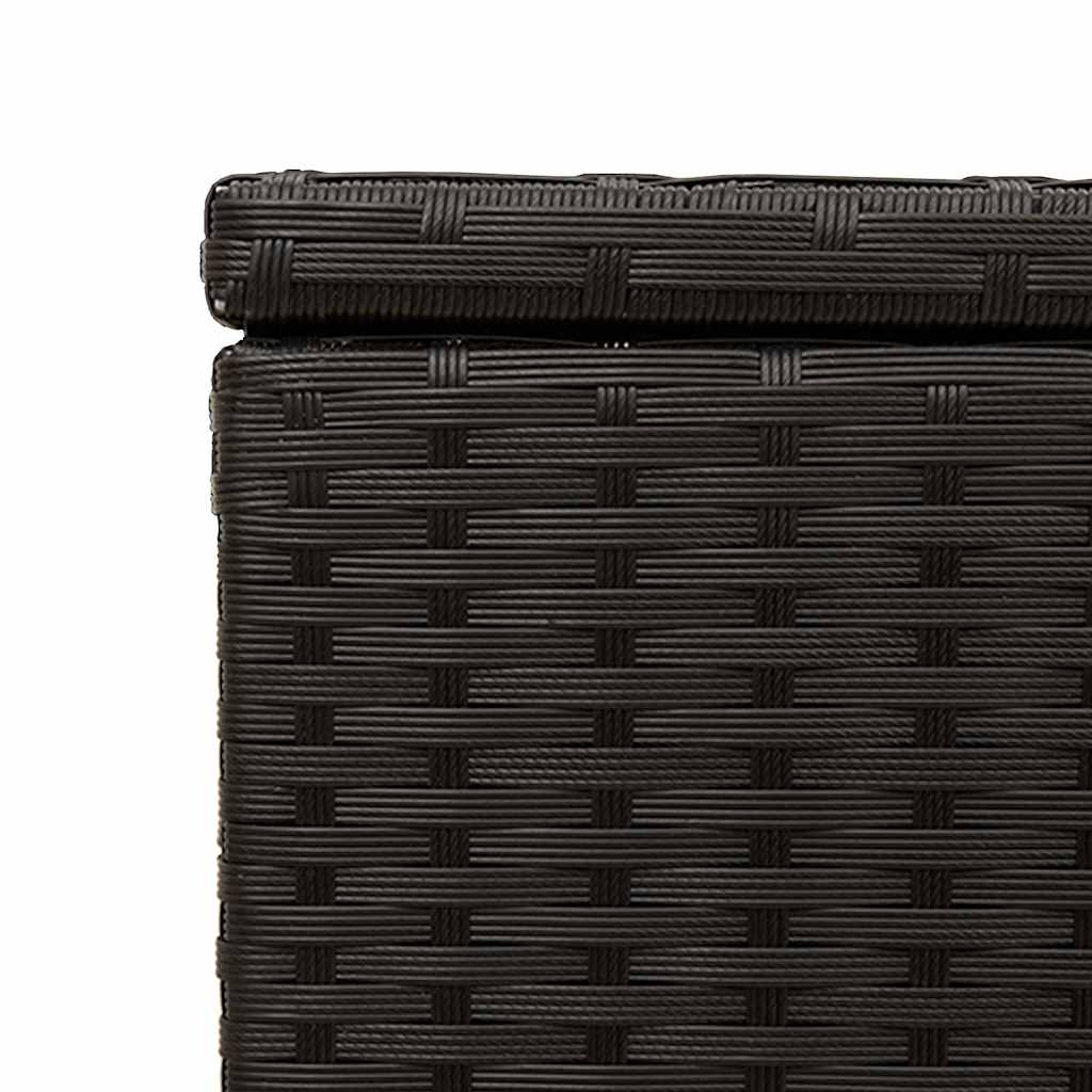 Garden Storage Box with Wheels Black 190L Poly Rattan, Black colour