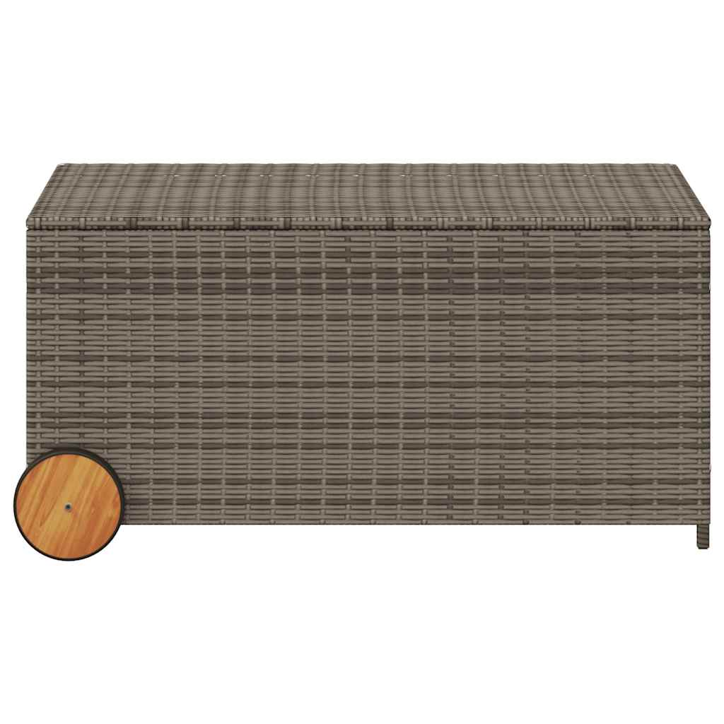 Outdoor Storage Boxes - Garden Storage Box with Wheels Grey 190L Poly Rattan