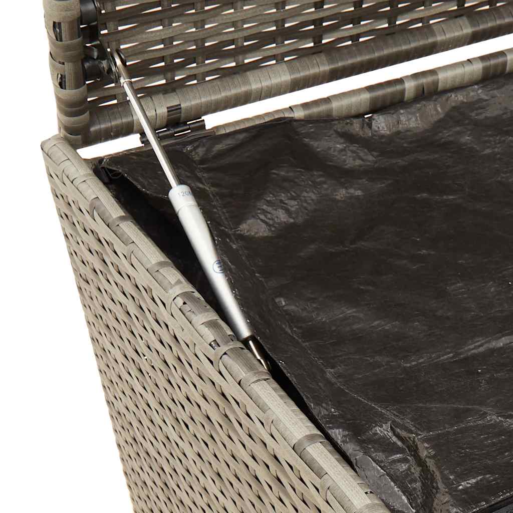 Garden Storage Box with Wheels Grey 190L Poly Rattan, Outdoor Storage Boxes