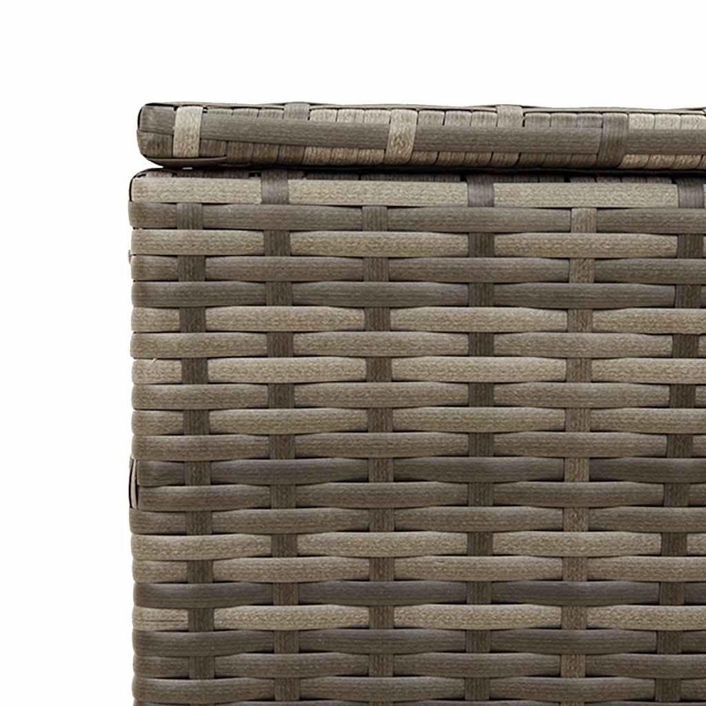 Garden Storage Box with Wheels Grey 190L Poly Rattan, Grey colour