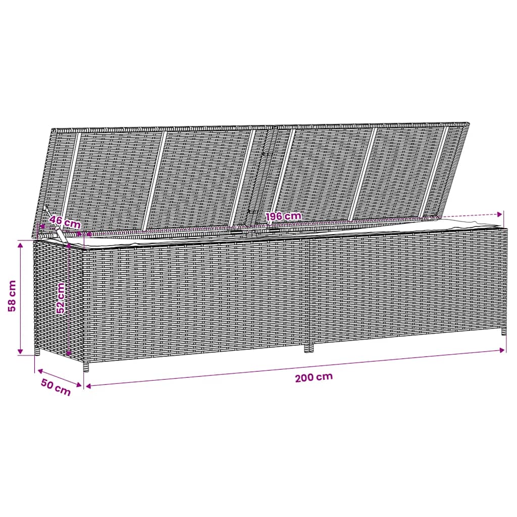 Garden Storage Box Mix Beige 469L Poly Rattan, Rattan finish