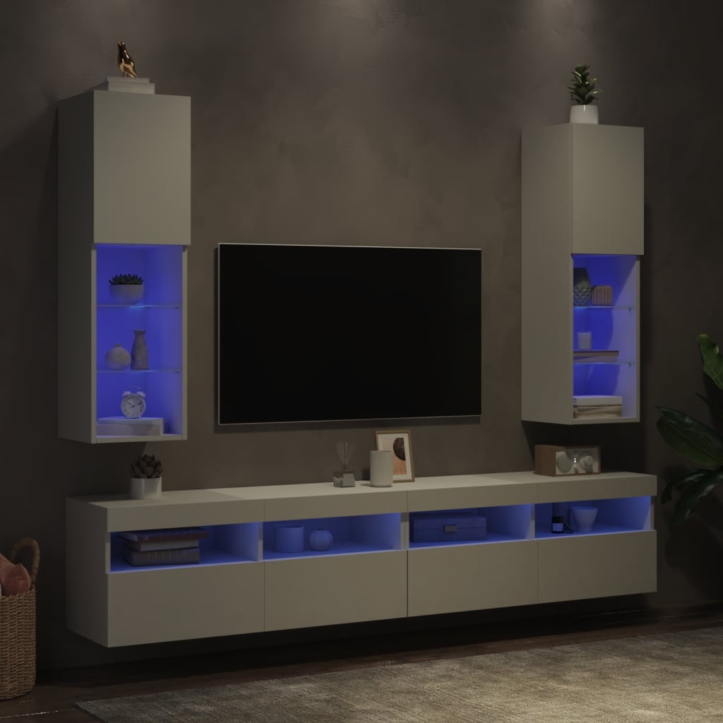 TV Cabinets with LED Lights 2 pcs White