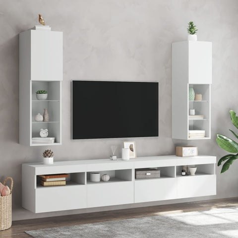 TV Cabinets with LED Lights 2 pcs White