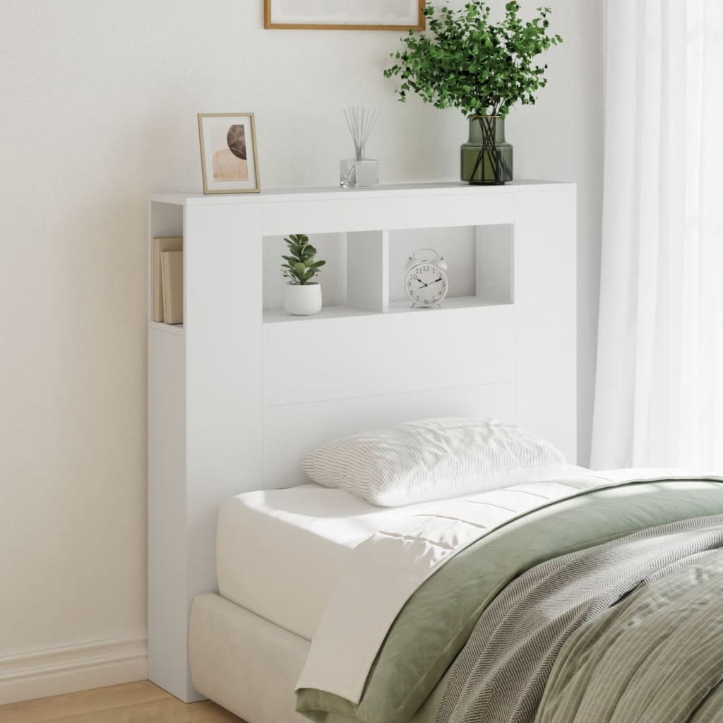 LED Metal Headboard Black/White